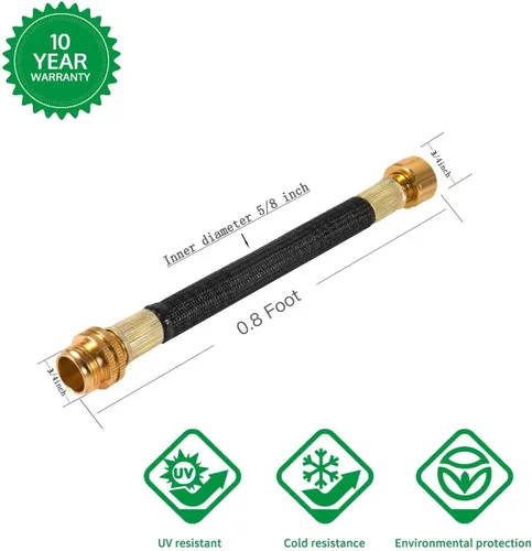 Vista 2 de persevere Extensión de manguera de jardín de 0.8 pies, adaptador de manguera de agua flexible, manguera de conector corto con tubo espiral integrado