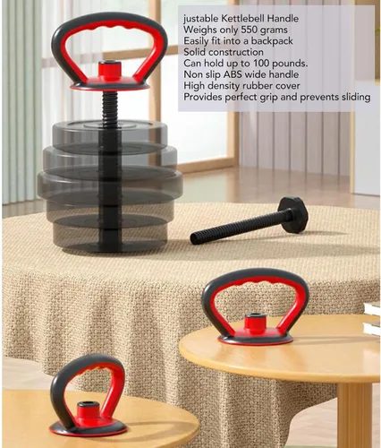 Vista 5 de Mango de pesas rusas ajustable, mango ergonómico, mango de pesas rusas, accesorios de entrenamiento de fuerza para gimnasio en casa, juego de 3