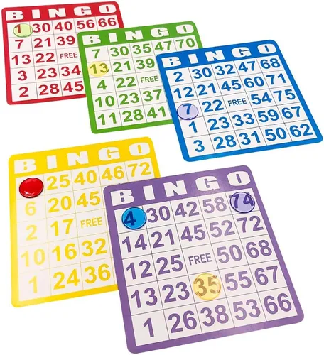 Vista 4 de YH Poker Yuanhe - Juego de tarjetas de bingo – Incluye 100 tarjetas de bingo y 1000 fichas de bingo transparentes coloridas, ideal