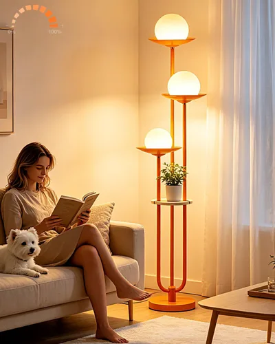 Vista 11 de Lámparas de Pie Regulables de Flores con Mesa, Lámpara de Pie Floral de 2 Luces, 3000K Blanco Cálido Estilo Candelabro Lámpara de Pie Moderna