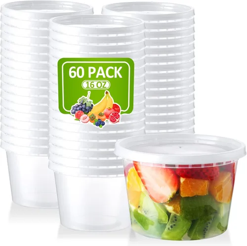 Vista 9 de NEEBAKE 75 juegos de recipientes de 12 onzas con tapas herméticos de plástico para almacenamiento de alimentos con tapas para sopa, slime, avena