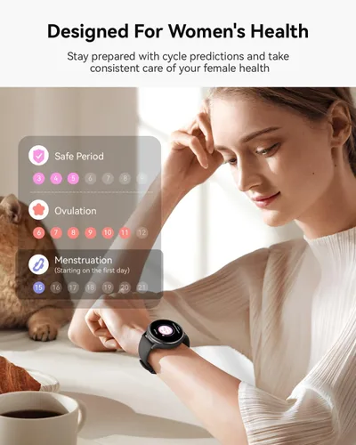 Vista 5 de Reloj inteligente para hombres y mujeres: rastreador de fitness con Bluetooth con pantalla táctil de 1.27 pulgadas, monitor de frecuencia cardíaca