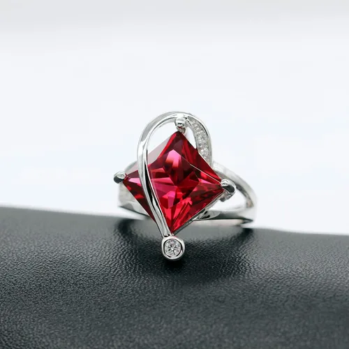 Vista 4 de Uloveido T295 - Juego de collar anillo y aretes con topacio de cristal cuadrado grande