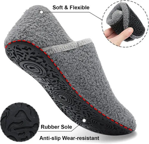 Vista 4 de Fires Pantuflas para hombre y mujer con suela de goma, suaves y ligeras, para usar en casa, antideslizantes, para interiores y exteriores