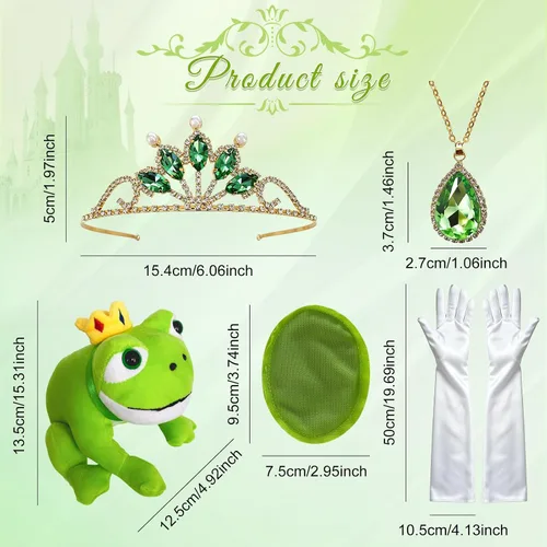 Vista 2 de Accesorios de disfraz de princesa, guantes de corona de tiara verde