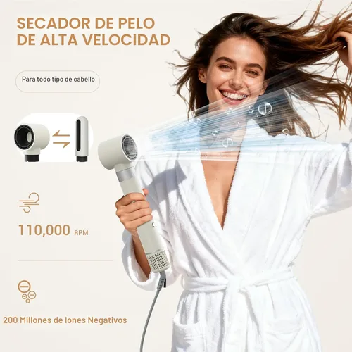 Vista 3 de Estilizador de cabello 6 en 1, secador de pelo iónico de alta velocidad con rizadores de envoltura automática, cepillo ovalado y voluminizador, sin