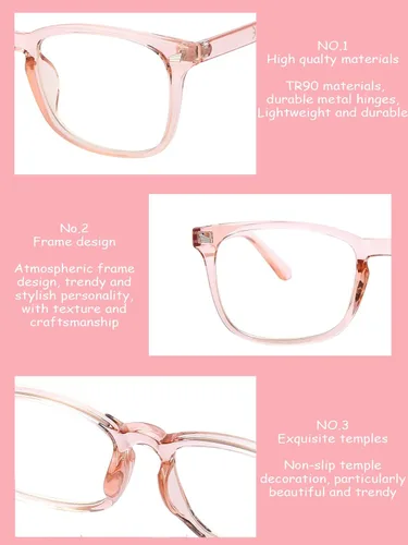 Vista 50 de Onrtry Gafas sin receta para hombres y mujeres, lentes transparentes cuadradas