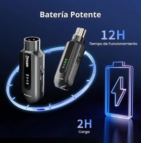 Vista 3 de Receptor transmisor de micrófono inalámbrico de 2.4 GHz, adaptador de micrófono inalámbrico, receptor transmisor XLR recargable para mezclador