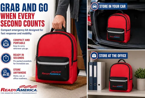 Vista 2 de Ready America 70284 Mochila de emergencia para 2 personas de 3 días Plus