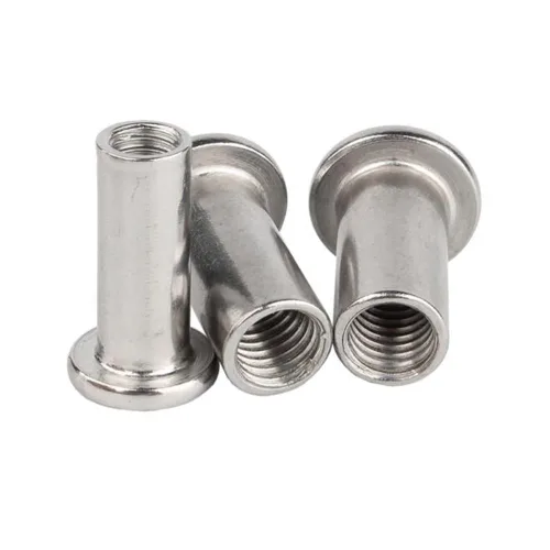 Vista 3 de 5 Uds. M5 x 0.236 in Tornillo hexagonal remache inserción tuerca 304 acero inoxidable cabeza plana barril tuercas rosca interna tuerca cilíndrica