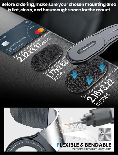 Vista 4 de eSamcore Soporte para Auto MagSafe Desmontable, Brazo de Aluminio Flexible Soporte Magnético de Teléfono para Auto 【20 Imanes Fuertes】 Soporte