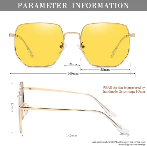 Vista 7 de HJSTES Square Polarized Sunglasses Womens Men Trendy Hexagon Frame Sun Glasses UV400 Protection