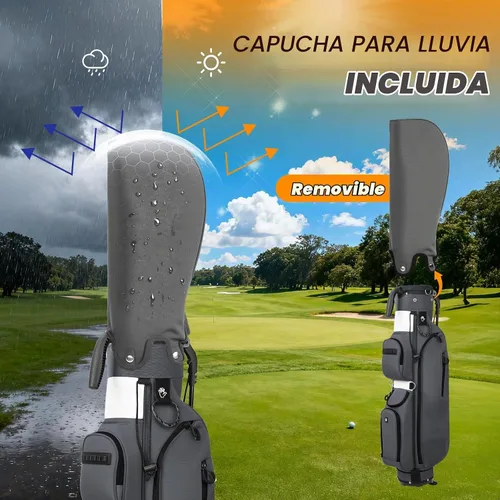 Vista 5 de Par 3 Bolsa de soporte de golf con divisor de 3 vías y cifrado 900D Gris