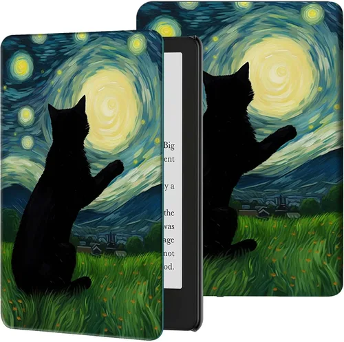 Vista 54 de Funda para Kindle de 6 pulgadas (11.ª generación, versión 2024/2022) delgada de piel sintética, ajustable, multiángulo, Smart Shell con función