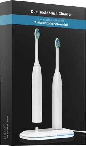 Vista 8 de Galvanox Cargador de cepillo de dientes dual para cepillos de dientes eléctricos Philips Sonicare - Repuesto para HX6100 funciona con limpieza