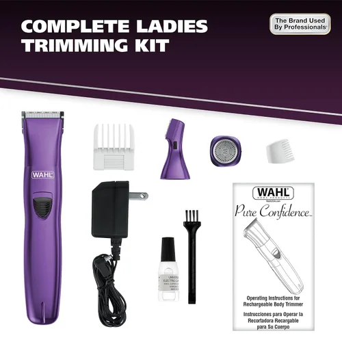 Vista 9 de Recortadora recargable morada confianza pura N.° 9865-100 For Smooth Shaving & Trimming Of The Face, Underarm, Eyebrows, & Bikini Areas With One