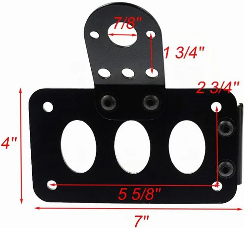Vista 5 de Soporte de placa de matrícula de motocicleta 3/4" montaje lateral apto para Harley Bobber Chopper bicicleta personalizada