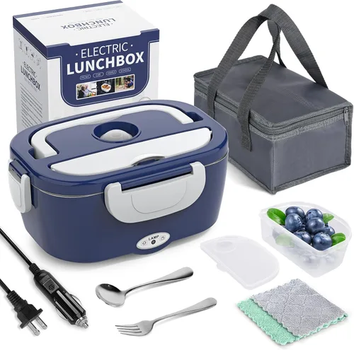 Vista 11 de Herrfilk Lonchera eléctrica, calentador de alimentos 3 en 1 ultra rápido para adultos, calentador de alimentos portátil 12V/24V/110V
