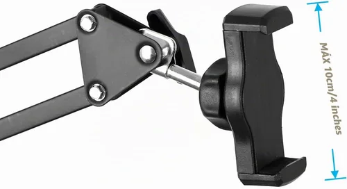 Vista 4 de soporte articulado brazo soporte mesa flexible rotación 360 ° teléfono celular clip titular para todos los teléfonos inteligentes micrófono