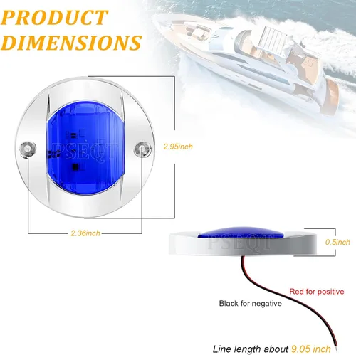 Vista 6 de PSEQT 4 piezas de 7,6 cm Luces LED azul marino para cubierta de barco y luz de ancla de popa - Luces impermeables de 12V para pesca nocturna