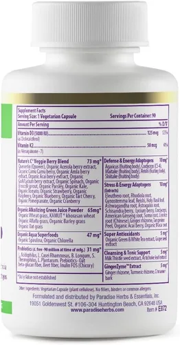 Vista 2 de Paradise Herbs & Essentials Vitamina D3 + K2, 90 Cápsulas Vegetarianas