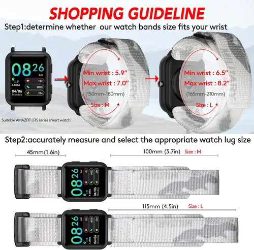 Vista 3 de Hemsut - Correa de reloj compatible con Amazfit, correa deportiva de nailon resistente de camuflaje con diseño de bucle tejido para Amazfit GTS 4/4