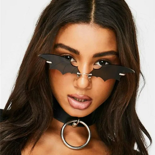 Vista 4 de mincl Gafas de sol de murciélago de moda de lujo para hombre estilo vintage sin marco gafas de sol únicas UV400