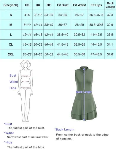 Vista 6 de JACK SMITH Vestidos deportivos para mujer con pantalones cortos, sin mangas, para golf, tenis, bolsillos
