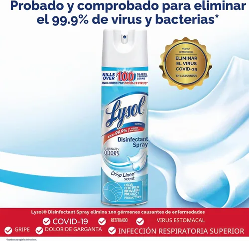Vista 4 de Lysol Spray desinfectante + desinfectante de aire, lino crujiente y lino