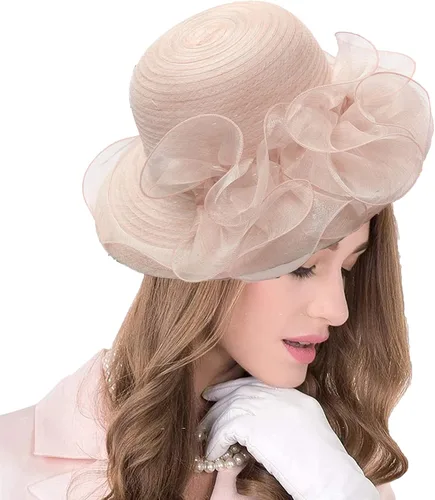 Vista 23 de seven wolves Sombrero de sombrero de iglesia Derby para mujer, sombrero de ala ancha para el sol beige B