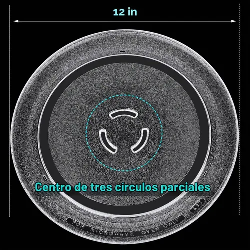 Vista 5 de Placa giratoria de 12 pulgadas de repuesto para microondas Whirlpool Kenmore Maytag Amana Estate, 4393799, bandeja de cocina de vidrio con centro