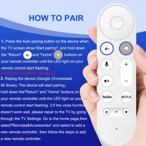Vista 4 de Mando a distancia de repuesto para Chromecast Google TV 4K/HD TV, para Google TV Streamer 4K Box