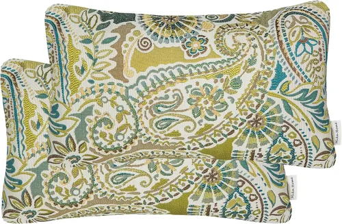 Vista 13 de Mika Home Paquete de 2 Fundas de Almohadas Decorativas Fundas de Cojines, Patrón Paisley, 18X18 Pulgadas, Azul Marrón Crema Multicolor