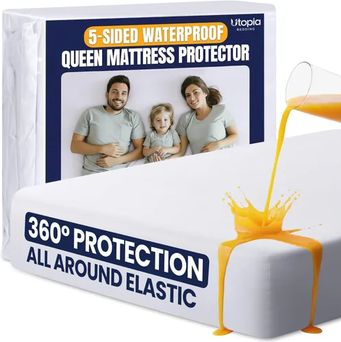 Vista 10 de Utopia Bedding – Protector de colchón impermeable de 5 lados tamaño individual, funda de colchón transpirable premium, estilo ajustado con bolsillos