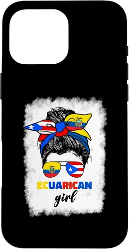 Vista 19 de Funda para iPhone 16, mitad ecuatoriana y puertorriqueña Rico Ecuador Flag Girl Mix