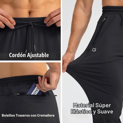 Vista 6 de G Gradual - Pantalones deportivos para hombre con bolsillos con cremallera, joggers cónicos para hombres, pantalones atléticos para entrenamiento