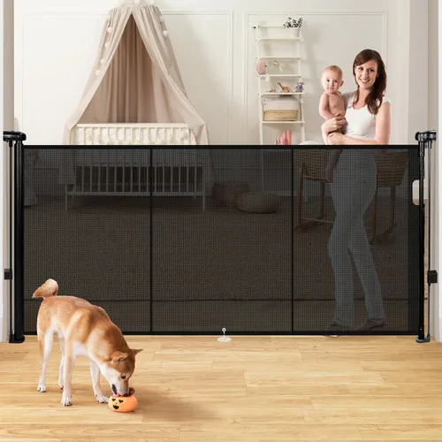 Vista 21 de Puertas retráctiles para bebés de 24 pulgadas de alto para pasar por encima, puertas cortas para perros, puerta para mascotas para cachorros
