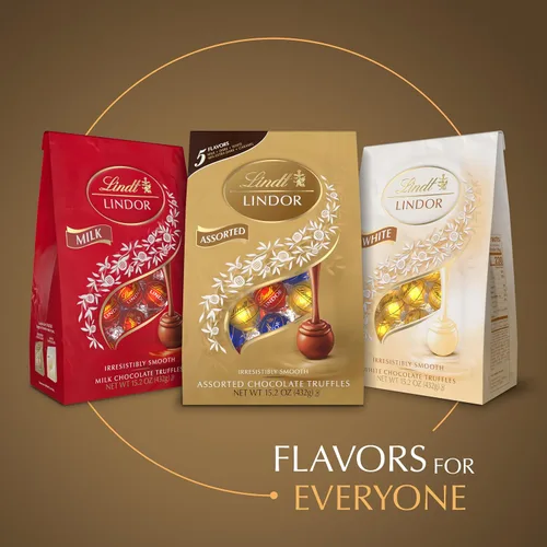 Vista 6 de Lindt Lindor - Trufas de chocolate surtidas de caramelo, bolsa de 15.2 onzas