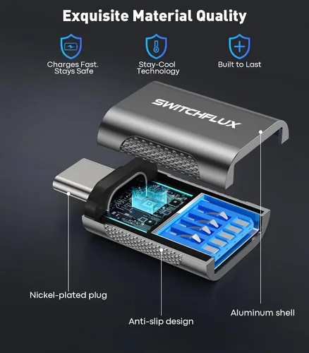 Vista 3 de Adaptador USB C a USB [2 unidades], 10Gbps tipo C macho a USB 3.0 hembra OTG convertidor para MacBook Pro/Air, iPhone 15/16 Pro, iPad Pro, Samsung