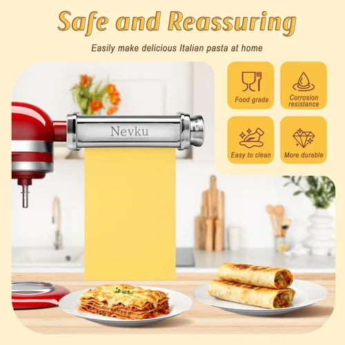 Vista 2 de Accesorio de la hoja del rodillo de la pasta para el mezclador del soporte de kitchenaid, máquina del accesorio del fabricante de pasta del acero