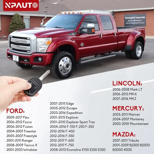 Vista 2 de Llavero de repuesto para Ford F150 F-150 F250 F350 2004-2016, Explorer 2001-2015, Edge Escape Ranger Fusion Econoline Mercury Flex 2009-2017, llaves