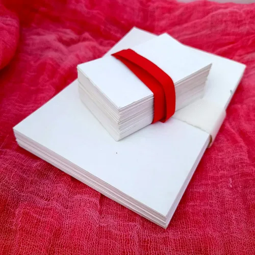 Vista 5 de Deckle Papers Tarjeta de invitación gruesa de 10.58 oz/m², hecha de papel de algodón hecho a mano, paquete de 20 y 50 trapos ecológicos, tarjetas