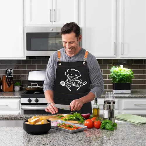 Vista 6 de Delantal personalizado: delantales personalizados para hombres y mujeres, delantal de cocina ajustable con texto y foto, regalos para hornear