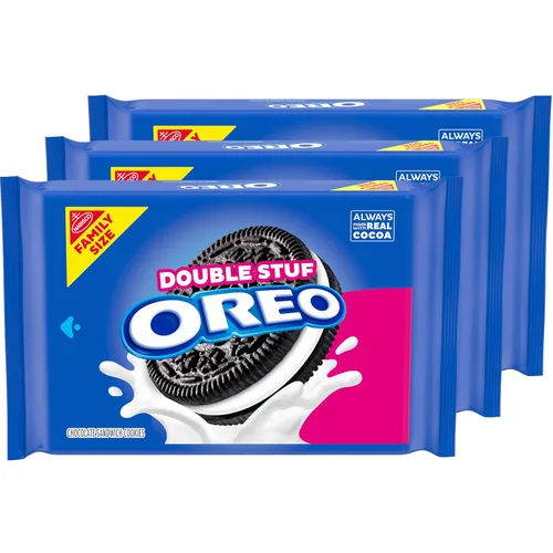 Vista 14 de Galletas de doble relleno OREO Chocolate, Tamaño Familiar, Paquetes de 3