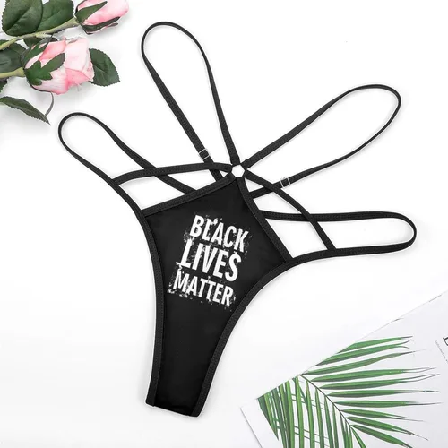 Vista 3 de Black Lives Matter - Tanga para mujer, ropa interior de cintura alta