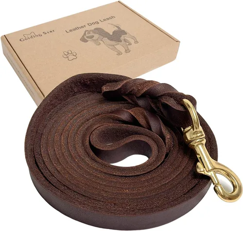 Vista 8 de Guiding Star Correa de cuero para perro de 6 pies, correas para perros grandes, resistente, suave, trenzada, hecha a mano, correa de entrenamiento