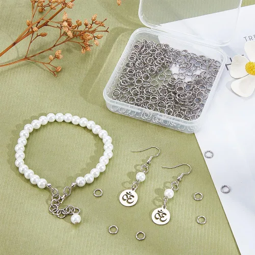 Vista 2 de UNICRAFTALE 300 anillos de salto abiertos de acero inoxidable 304 de 0.236 pulgadas, anillos redondos trenzados para hacer joyas, manualidades