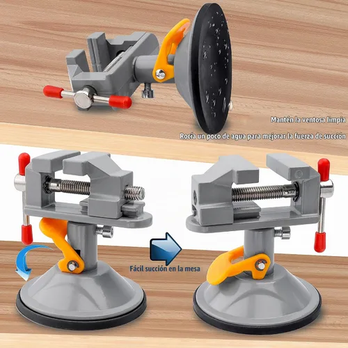 Vista 5 de Yakamoz Mini Tornillo de Banco 360 Grados Abrazadera de Succión Tornillo de Mesa Pequeña Abrazadera de Banco para Trabajos en Joyería, Manualidades