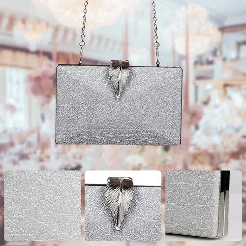 Vista 5 de Monederos pequeños para mujer, bolso de noche con cierre abatible estilo hoja, bolso de boda nupcial