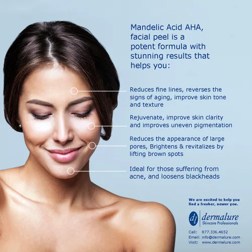Vista 3 de Ácido mandélico 30% AHA Alpha Hydroxi Peel fuerza médica utilizada para rosácea, acné quístico, puntos negros, poros, puntos blancos